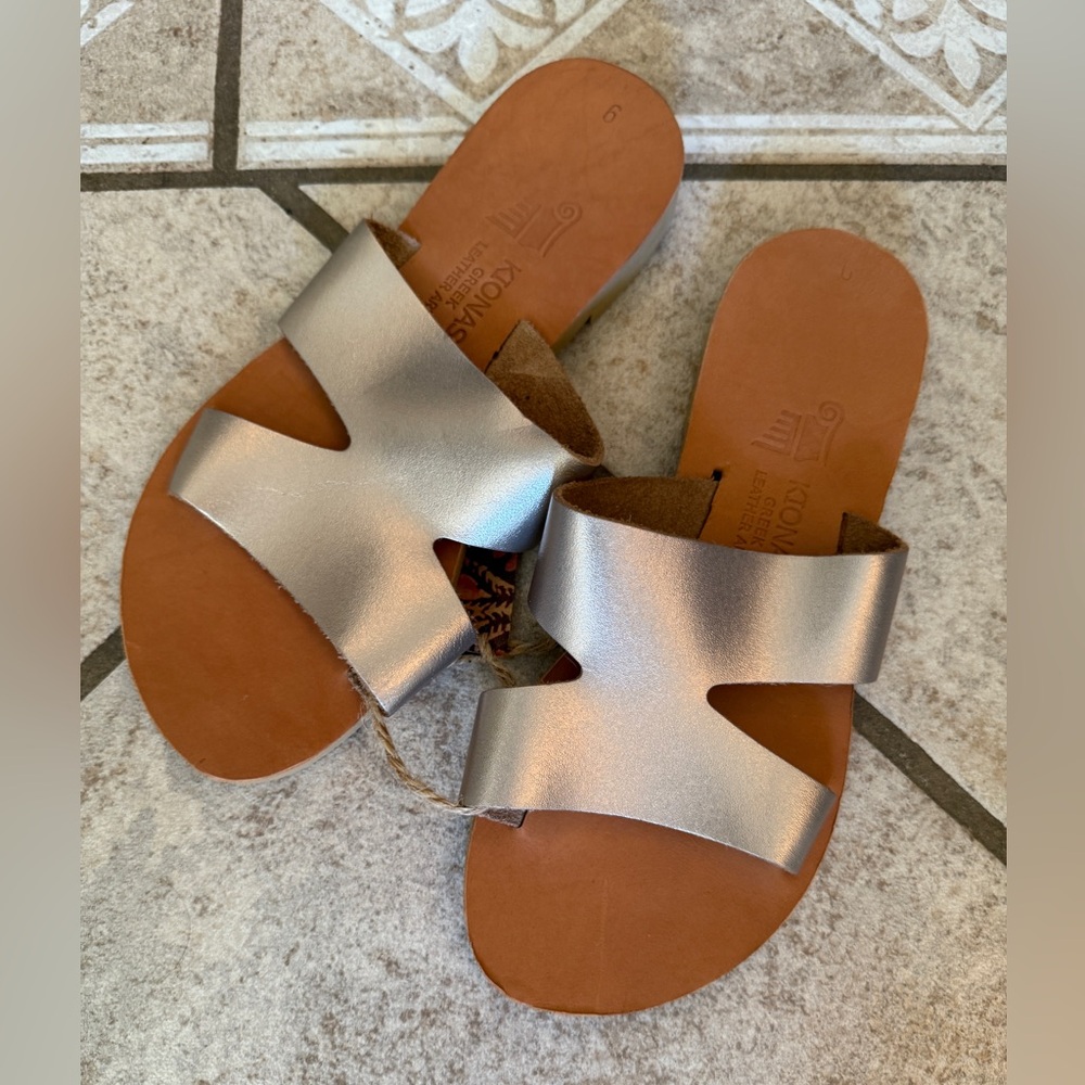 Handmade Greek Leather Metallic Gold Sandals